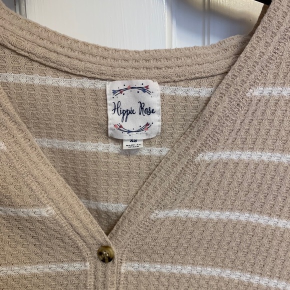 Hippie Rose Juniors Waffle Knit Button-Front Top - Picture 2 of 3